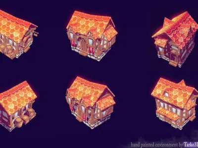 Fantasy Land - Low poly hand painted environment  Low-poly 3D model