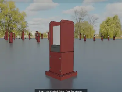 Street Light 8 Bollard Dark Red Version 3D Model Pack