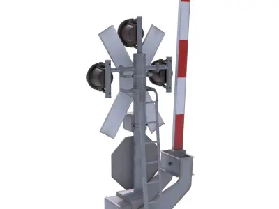 Rail Crossing Traffic Light Weathered 1 3D model