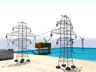 Offshore Wind Farm Scene 3D model