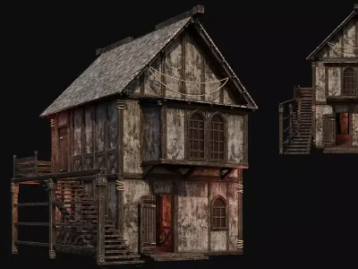 MEDIEVAL 04 with INTERIORS 4K TEXTURES Low-poly 3D model