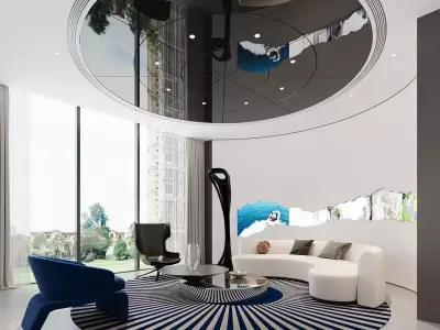 Contemporary Creamy Lounge 3D model