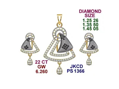 light weight pendant earring set in 22kt  3D print model