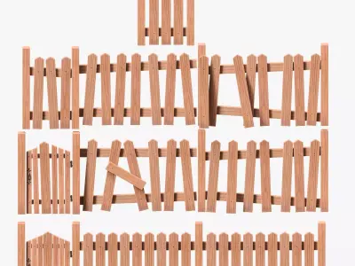 Stylized Wood Fence 3D model