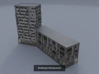 Modern building kitBash 3D Model Pack
