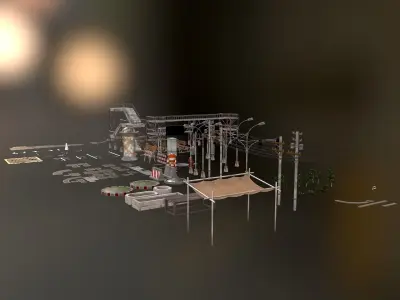 Street Vintage Environment Items Low-poly 3D model