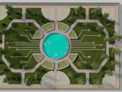 park-public park-Private Park Landscape 3D model