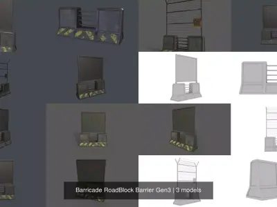 Barricade RoadBlock Barrier Gen3 3D Model Pack