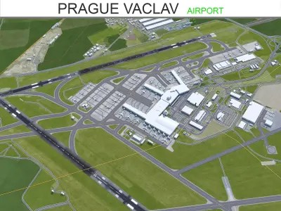 Prague Vaclav Havel Airport 15km Low-poly 3D model