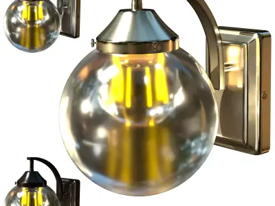 Twain Outdoor Globe Glass Wall Light Low-poly 3D model