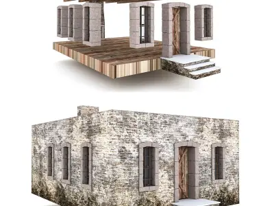 Old Stone Building nterior and Exterior 02 Low-poly 3D model