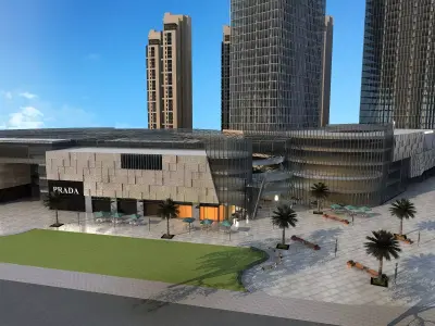 Shopping Center in City Downtown 3D model