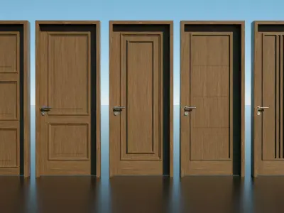 door PSL wooden bundle 3D model