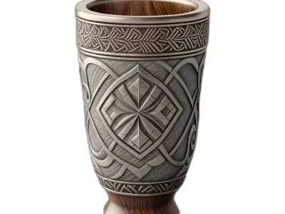 Ornate Engraved Celtic Viking Goblet Low-poly 3D model