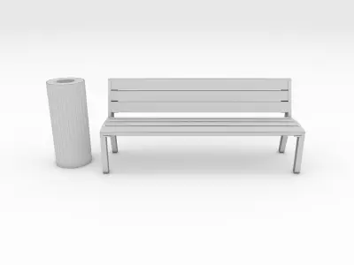 Bench Park 31 Low-poly 3D model