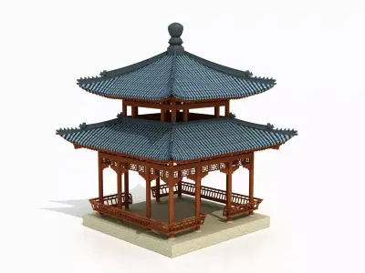 Four corner double layered pavilion 3D model