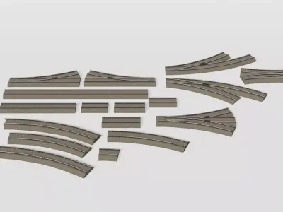 Various railroad track elements 3D model