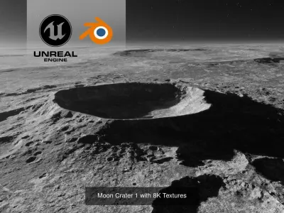 Moon Terrains with 8K Textures 3D Model Pack