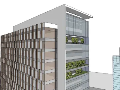 Highrise hotel building sketchup model 3D model