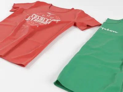 T-shirt collection three t - shirts with superman logo 3D model