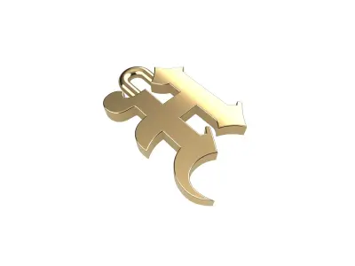 Gothic Letter H Pendant 3D print model