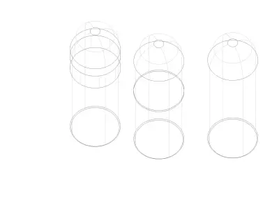 Concrete Bollard Set D250 H800 Smooth Steel Ring and Reflective  3D model