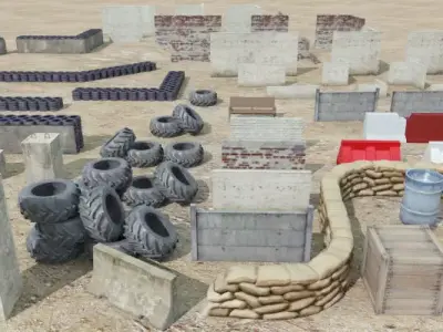 FPS Cover Pack Low-poly 3D model