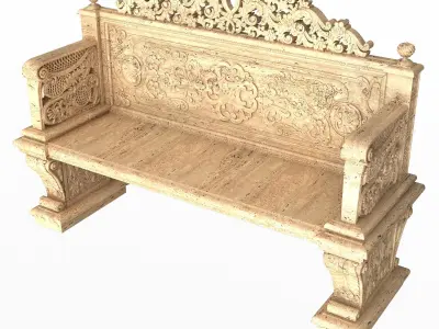 Stone Bench 05 Low-poly 3D model