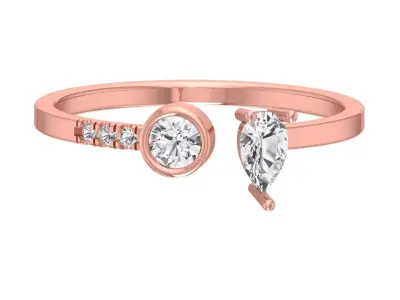 Solitaire Women Light Weight Pear Round Stone Band Ring 3D print model