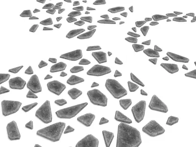 stone pathway 3 types 3D model Low-poly 3D model