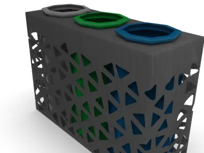 Modern metal colorful supermarket recycling bin Low-poly 3D model
