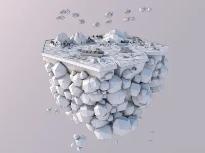 Low Poly Artic Glacier Animals Island Low-poly 3D model