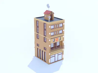 Italian Building number 2 Lowpoly Low-poly 3D model