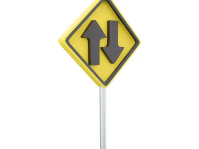  3d Turn left ahead sign  cartoon icon 3D model
