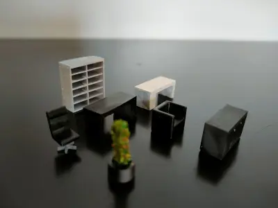 Office furniture for office interiour - H0 Scale  3D print model