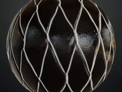 Glossy Obsidian Diamond Quilted Tiles PBR Seamless Texture