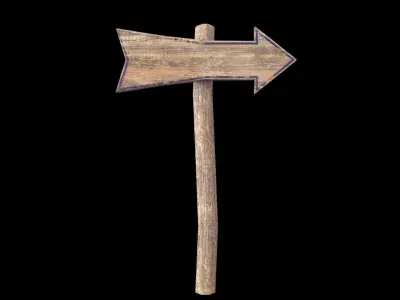 Signpost8 wooden sign with arrow Low-poly 3D model