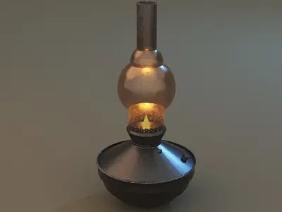 Old oil lamp Low-poly 3D model