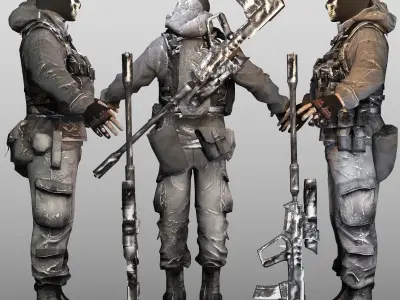 Ghost Soldier Low-poly 3D model