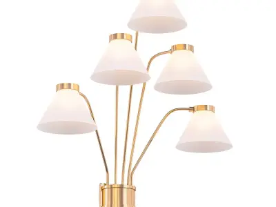 ROOSEVELT five light brass wall sconce with shades 3D model