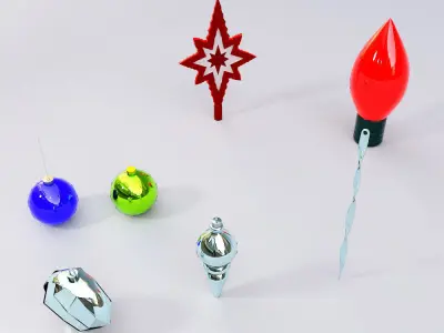 Christmas decoration items 3d model  Low-poly 3D model