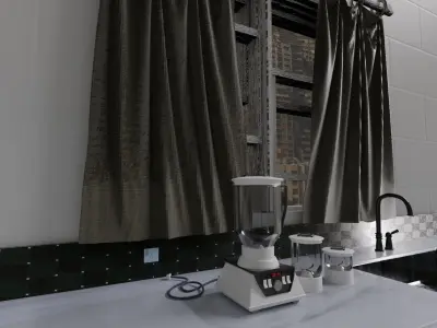 A BLENDER WITH TWO EXTRA CUPS 3D model