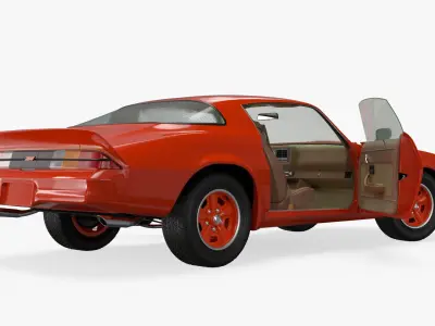  Vintage Chevrolet Camaro Z28 1980 Red Rigged for Cinema 4D 