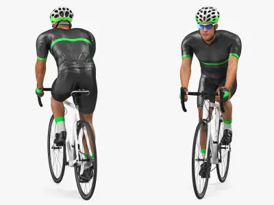  Road Cyclist in Action Rigged 