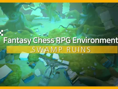 Fantasy Chess RPG Environment - Swamp Ruins Low-poly 3D model