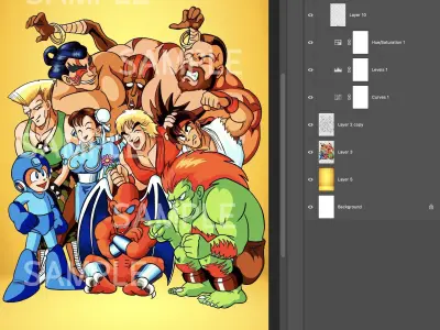 Rockman And friend Street Fighter RYu Ken Chunli 3D model