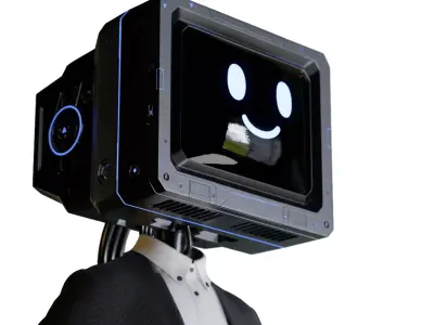 ECHO UNIT TV Head Robot Character Low-poly 3D model