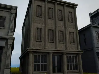 OLD RETRO CLASSICAL BUILDING 9 Low-poly 3D model
