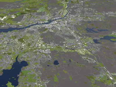 Gothenburg Sweden 50x50km 3D City Map 3D model