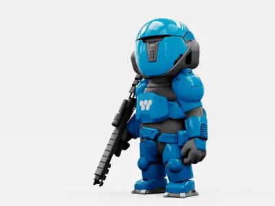 TOON MECHA SOLDIER RIGGED 3D model